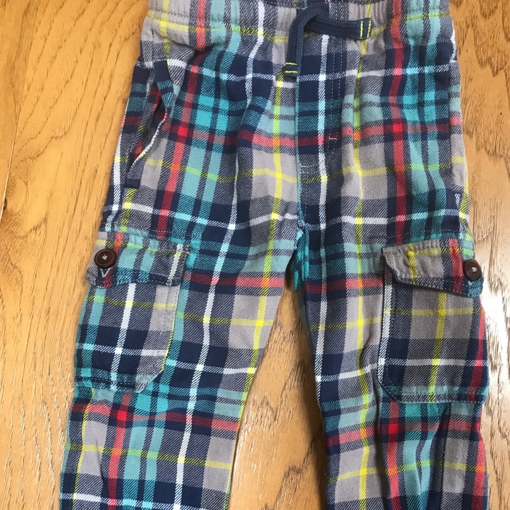 Mini Boden boys tartan cargo pants size 5